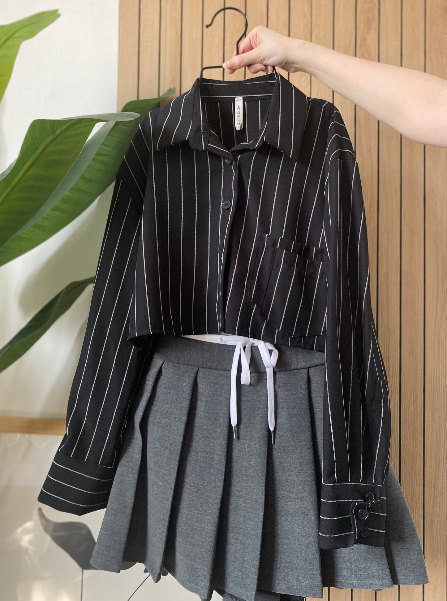 Camicia crop gessata