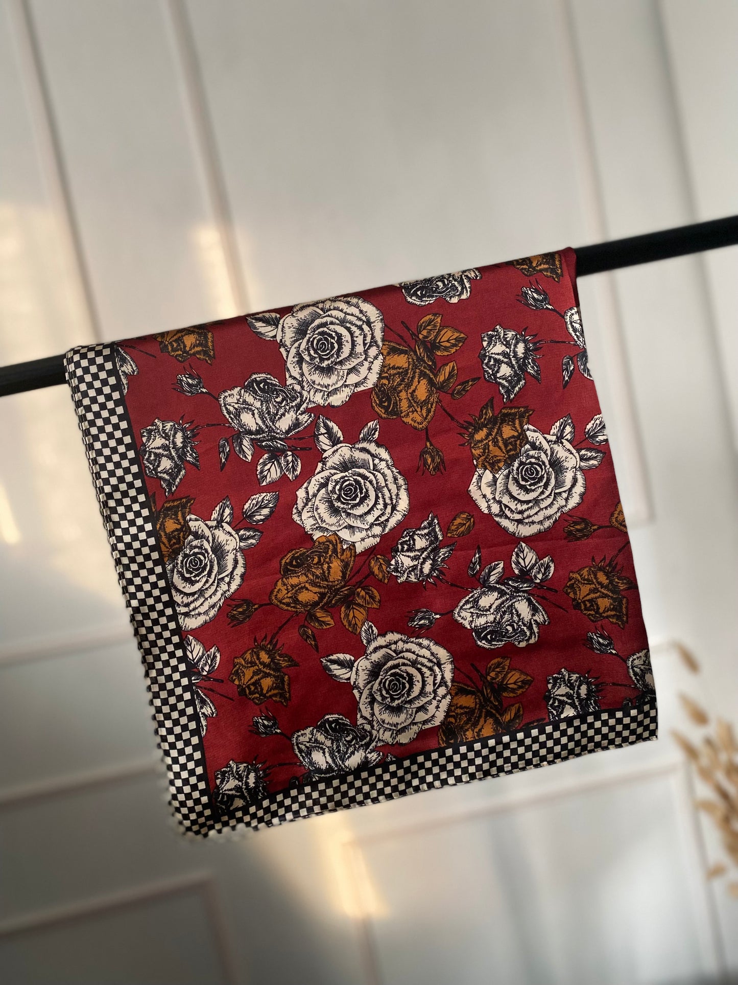 Foulard stampato quadretti/fiori