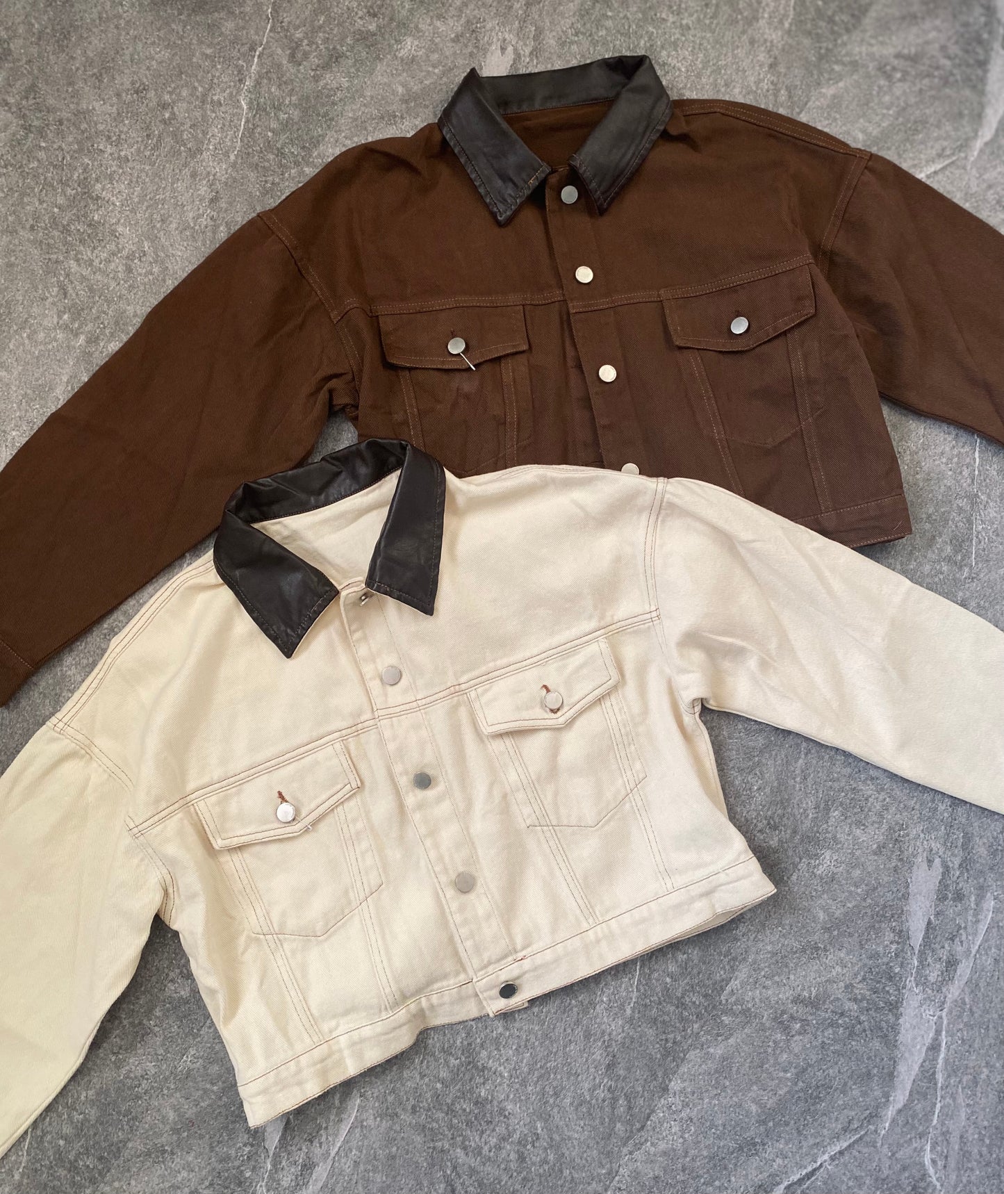 Giacca con colletto finta pelle