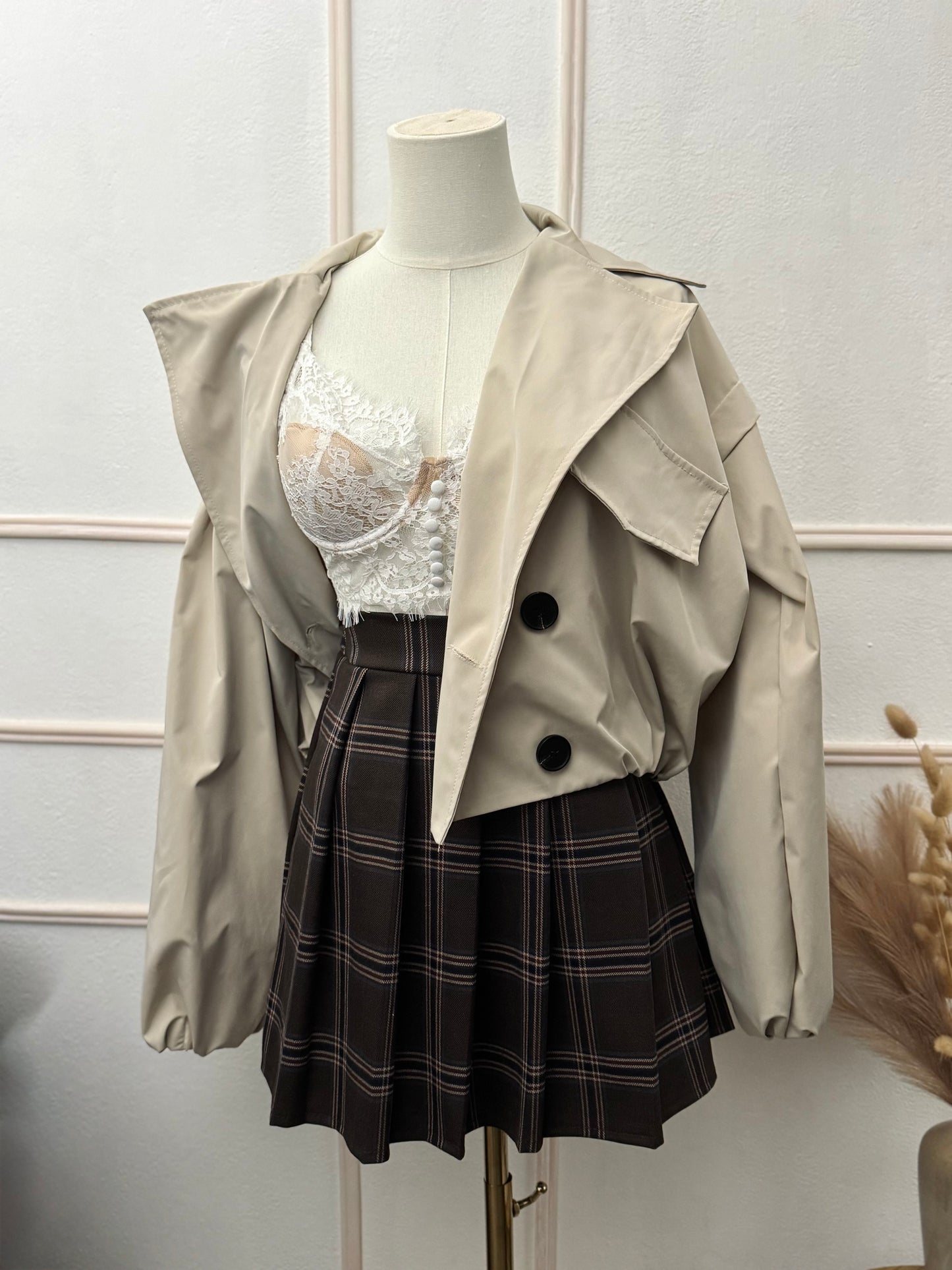 Giacca crop stile trench