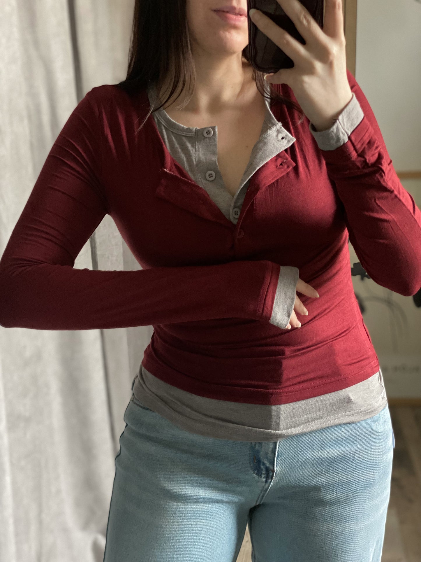 Polo maniche lunghe doppio colore