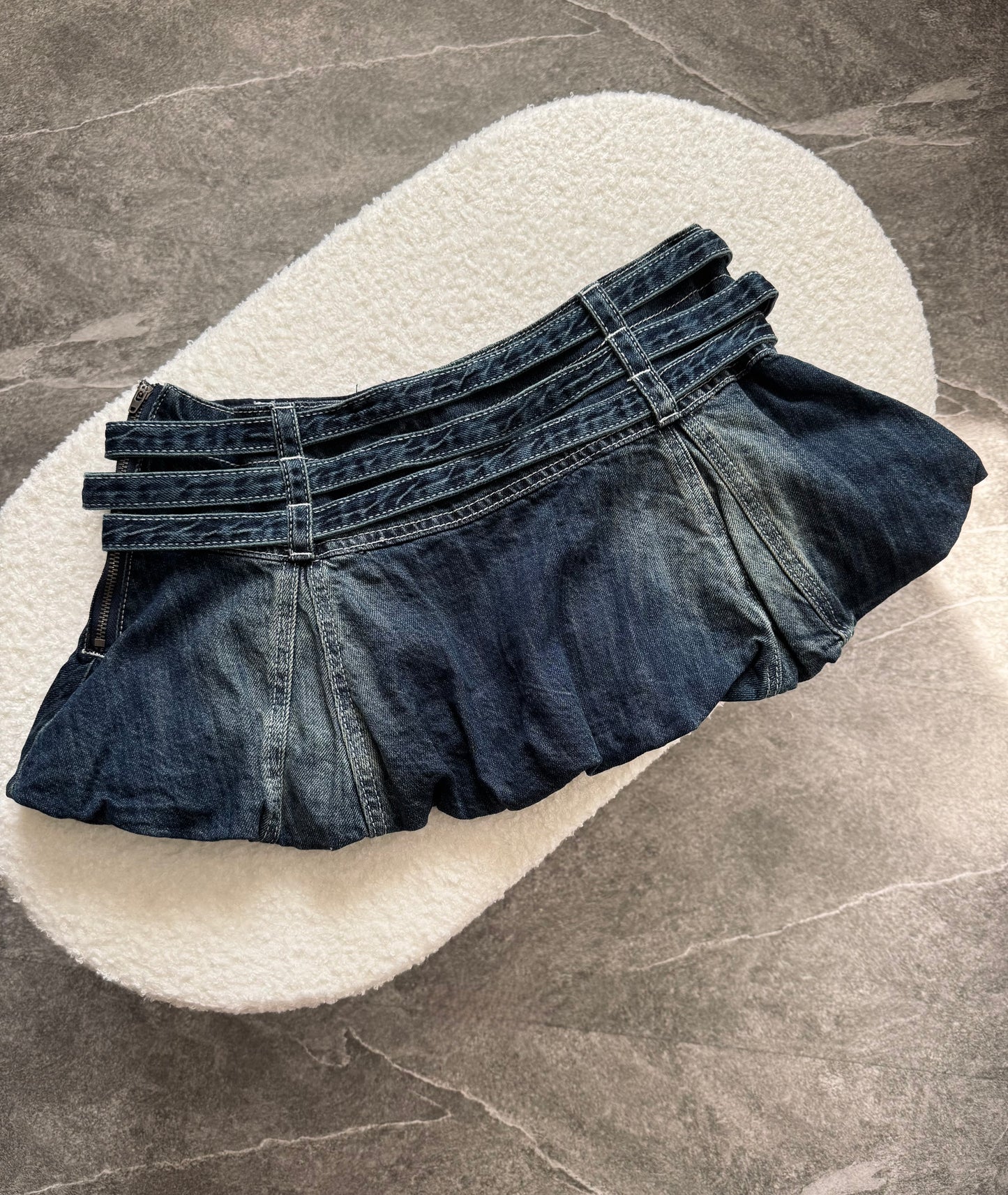 Y2K Low-Rise Denim Bubble Skirt