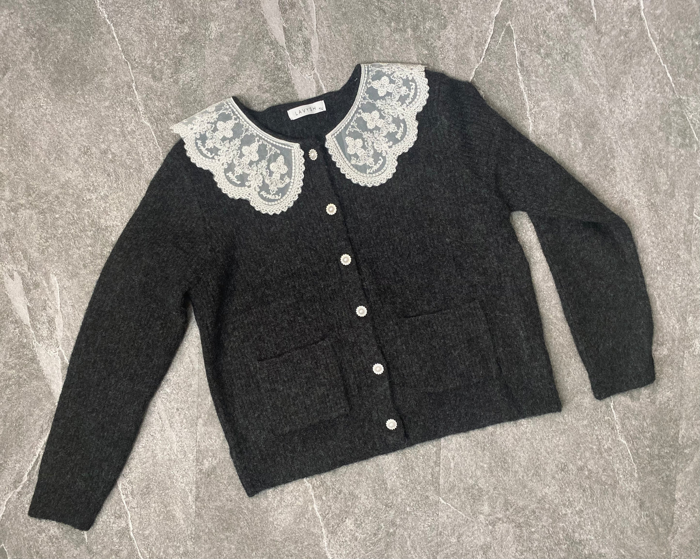 Cardigan misto lana colletto bambolina