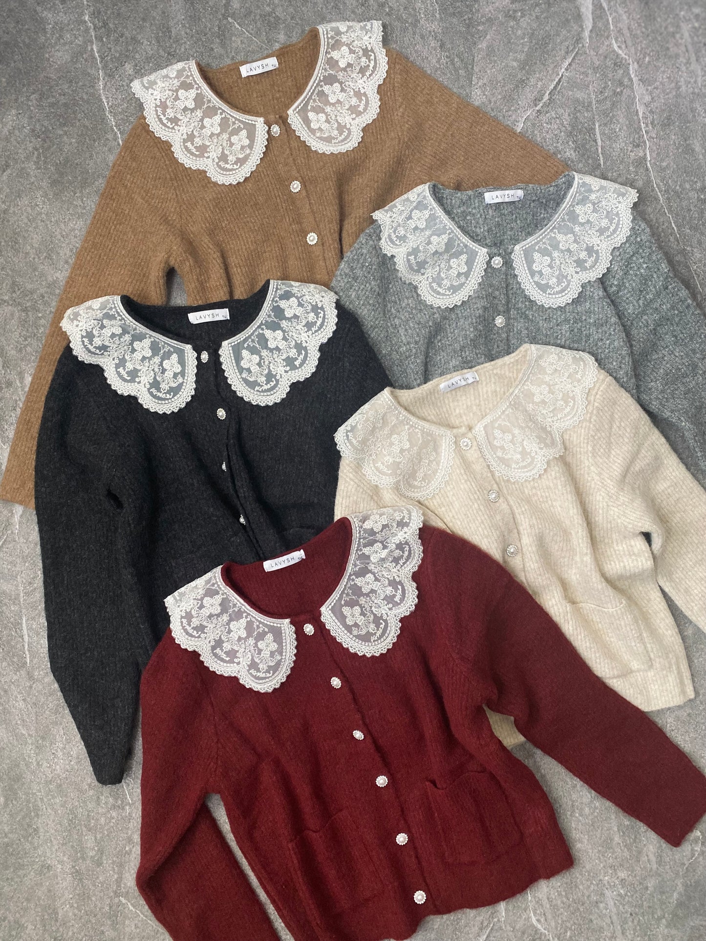 Cardigan misto lana colletto bambolina