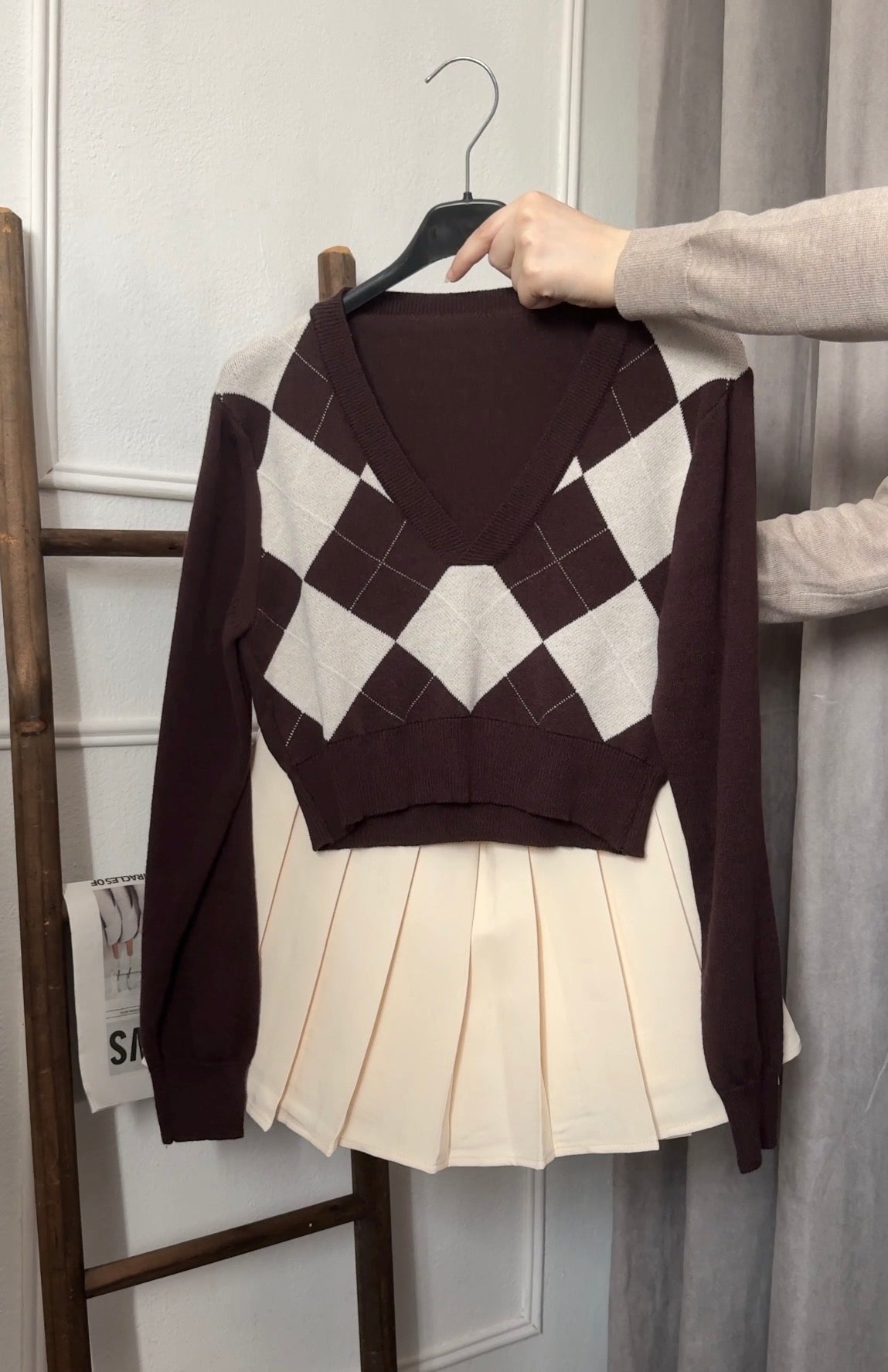 Chocolate Argyle Knit