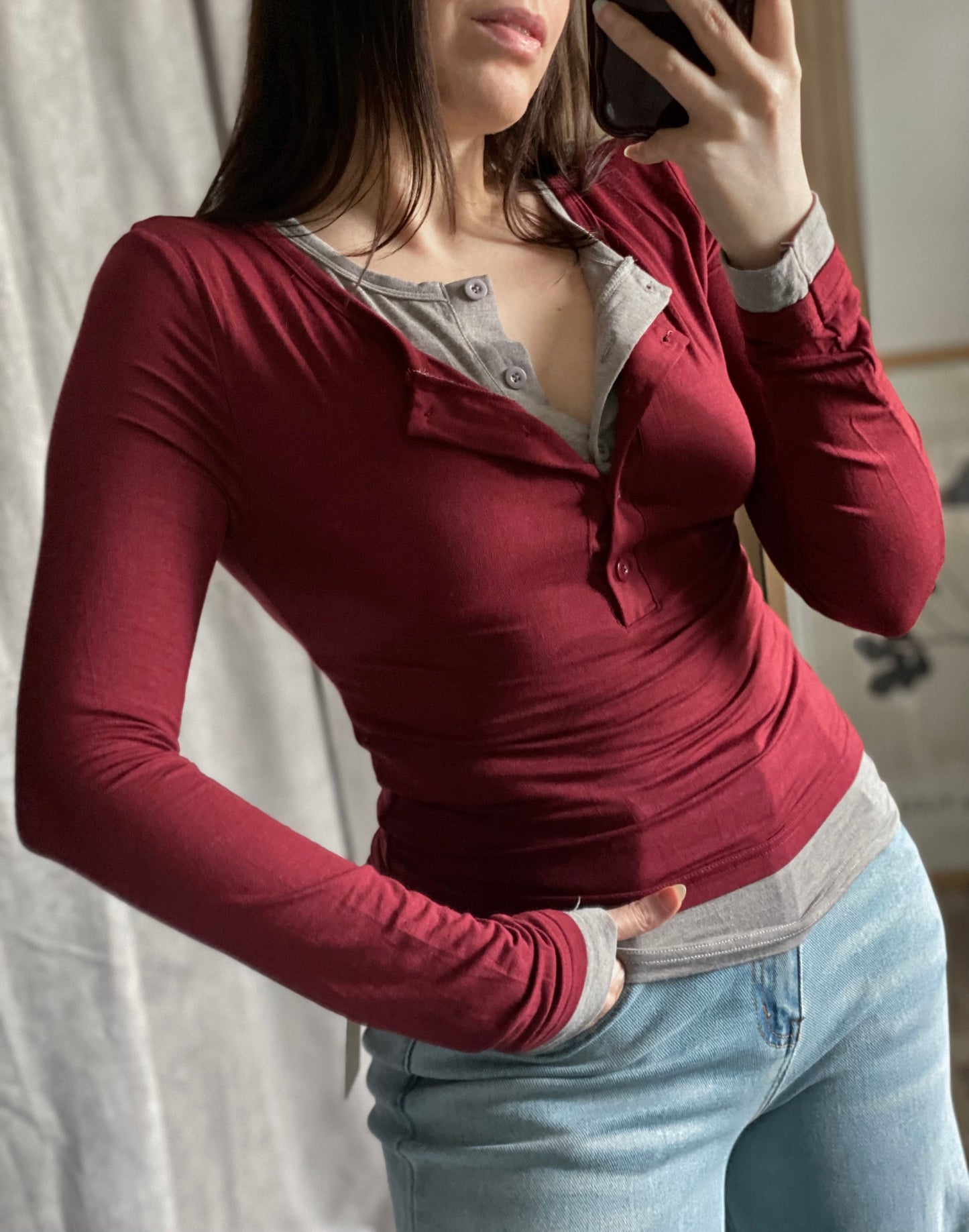Polo maniche lunghe doppio colore