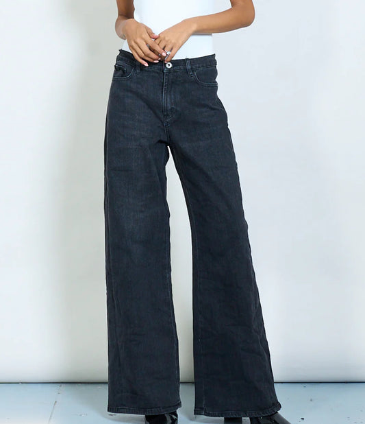 Jeans wide leg slavato