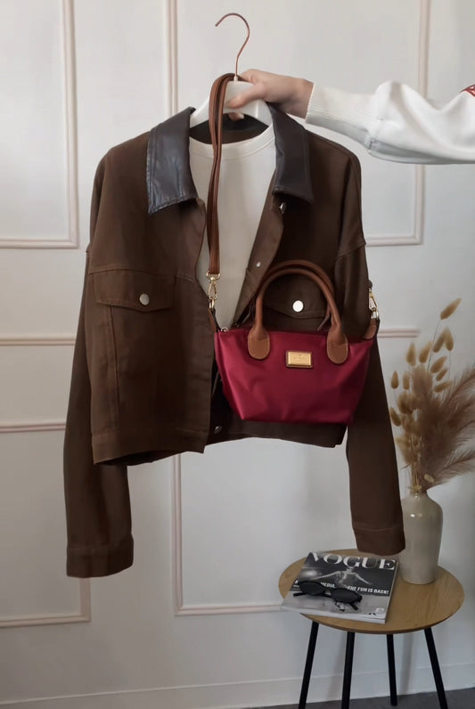 Giacca con colletto finta pelle