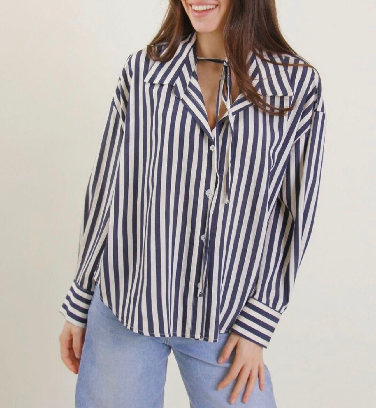 Camicia righe effetto crêpe