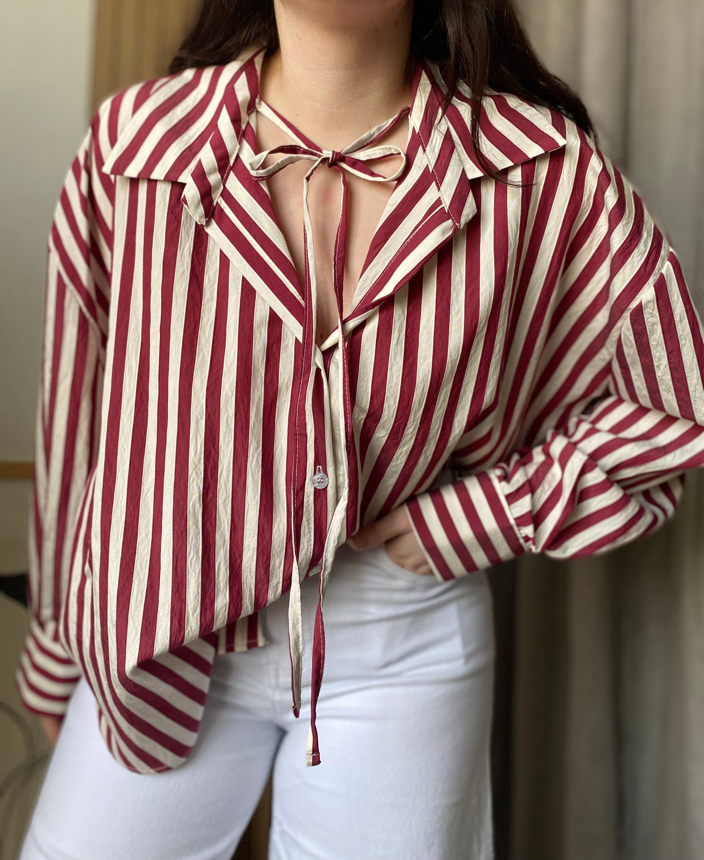 Camicia righe effetto crêpe