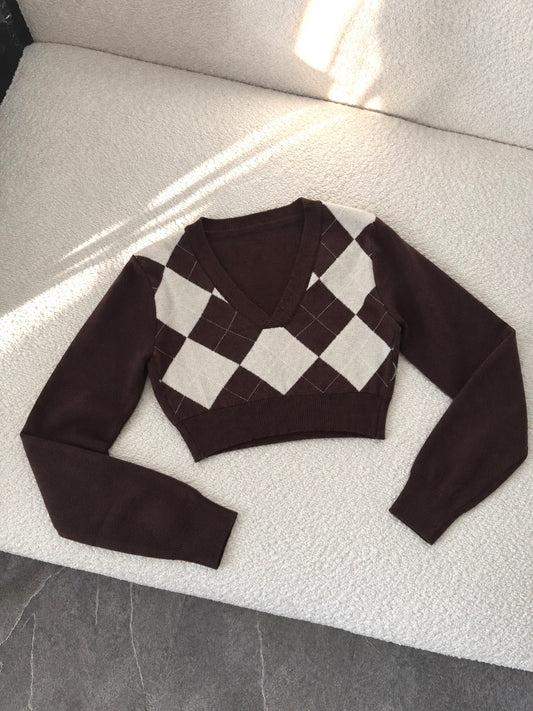 Chocolate Argyle Knit