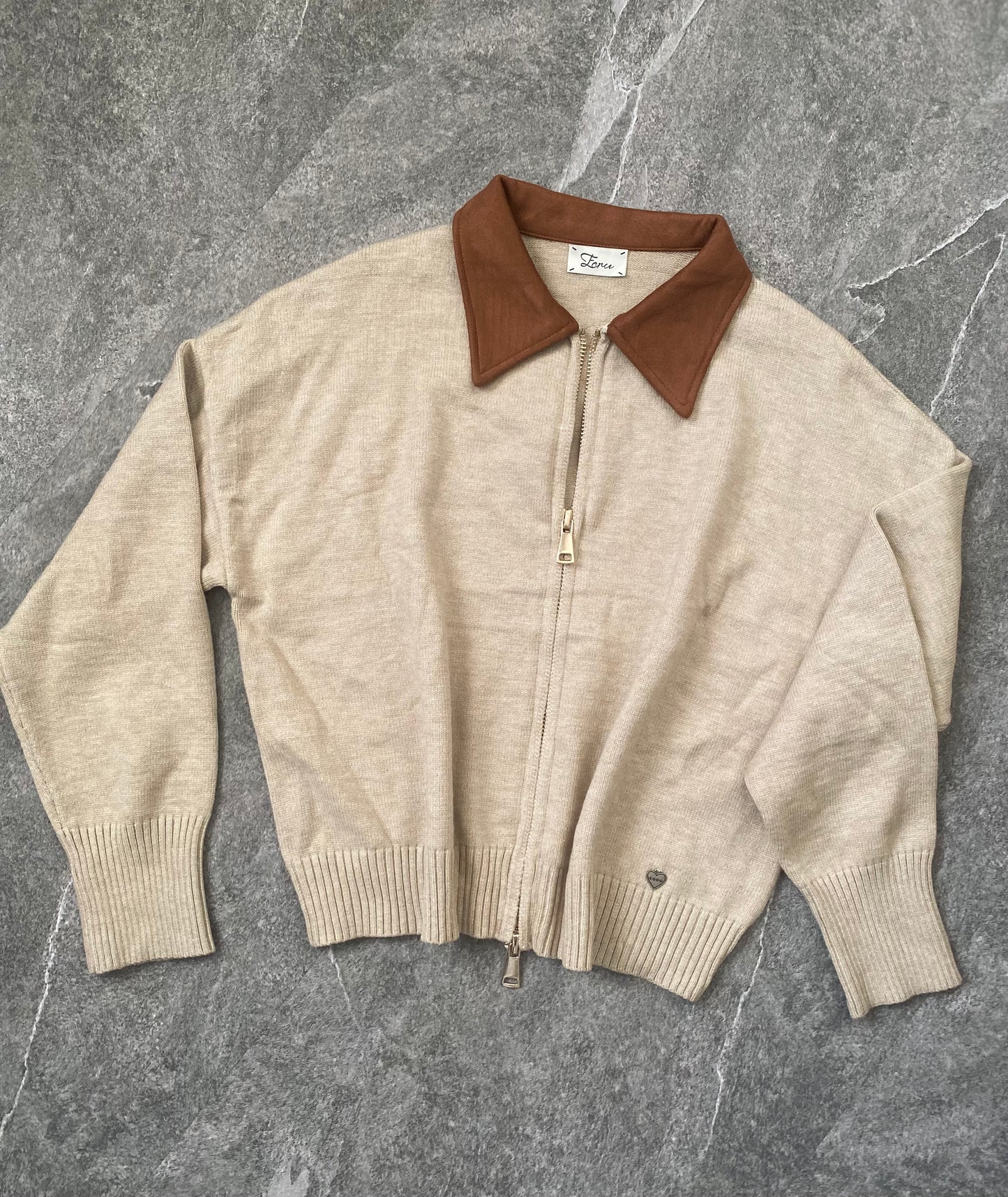 Cardigan colletto suede