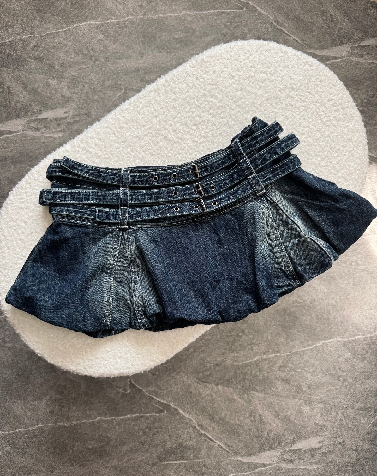 Y2K Low-Rise Denim Bubble Skirt