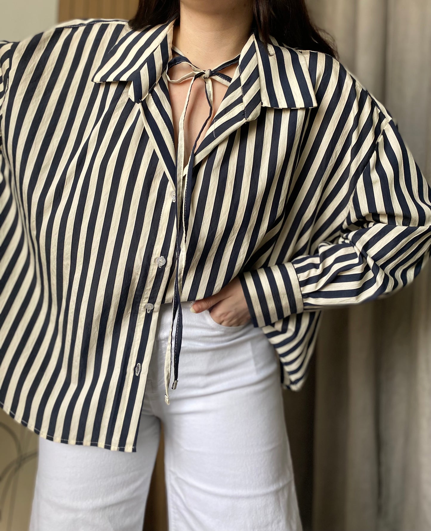 Camicia righe effetto crêpe