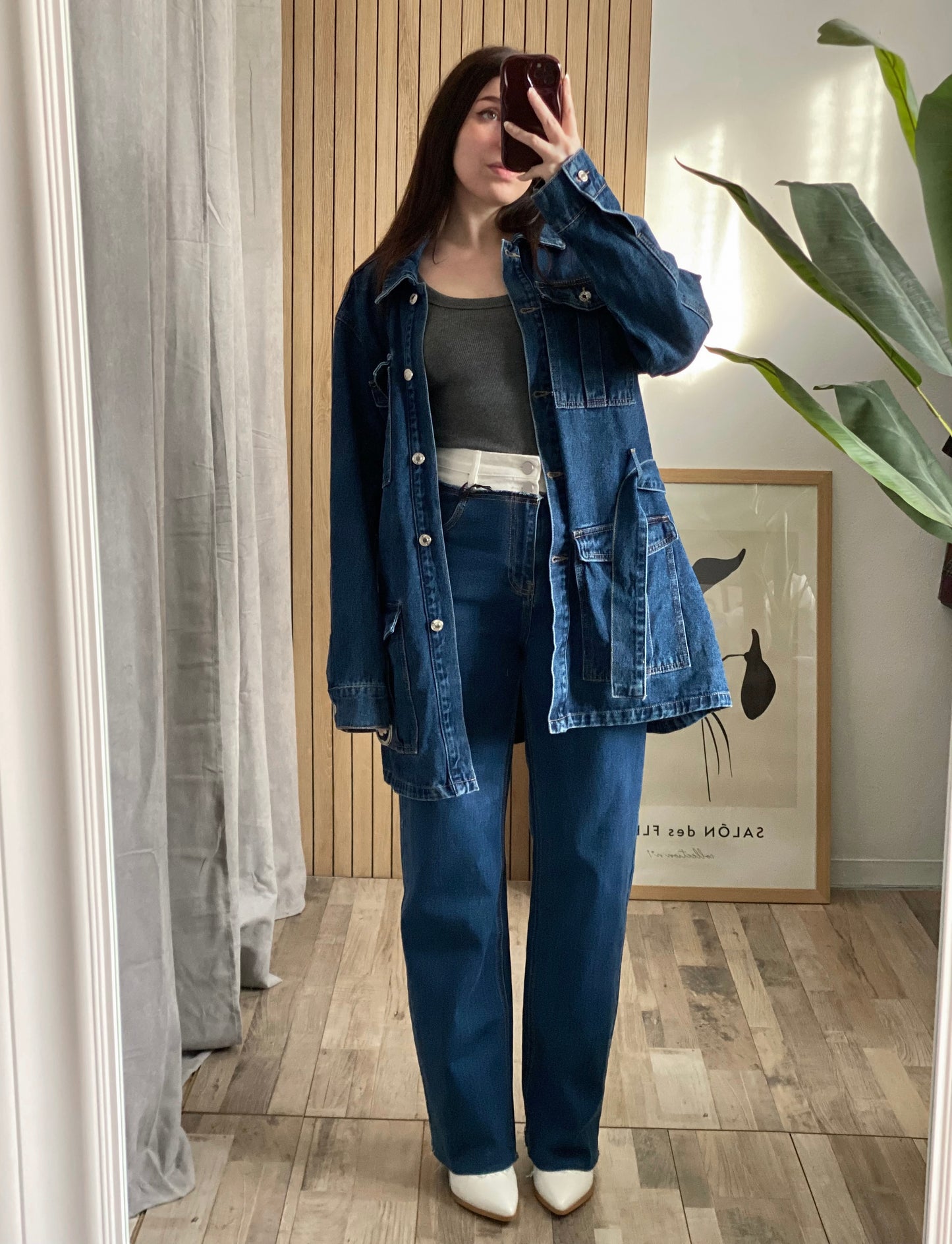Maxi camicia/capospalla/vestito denim milletasche