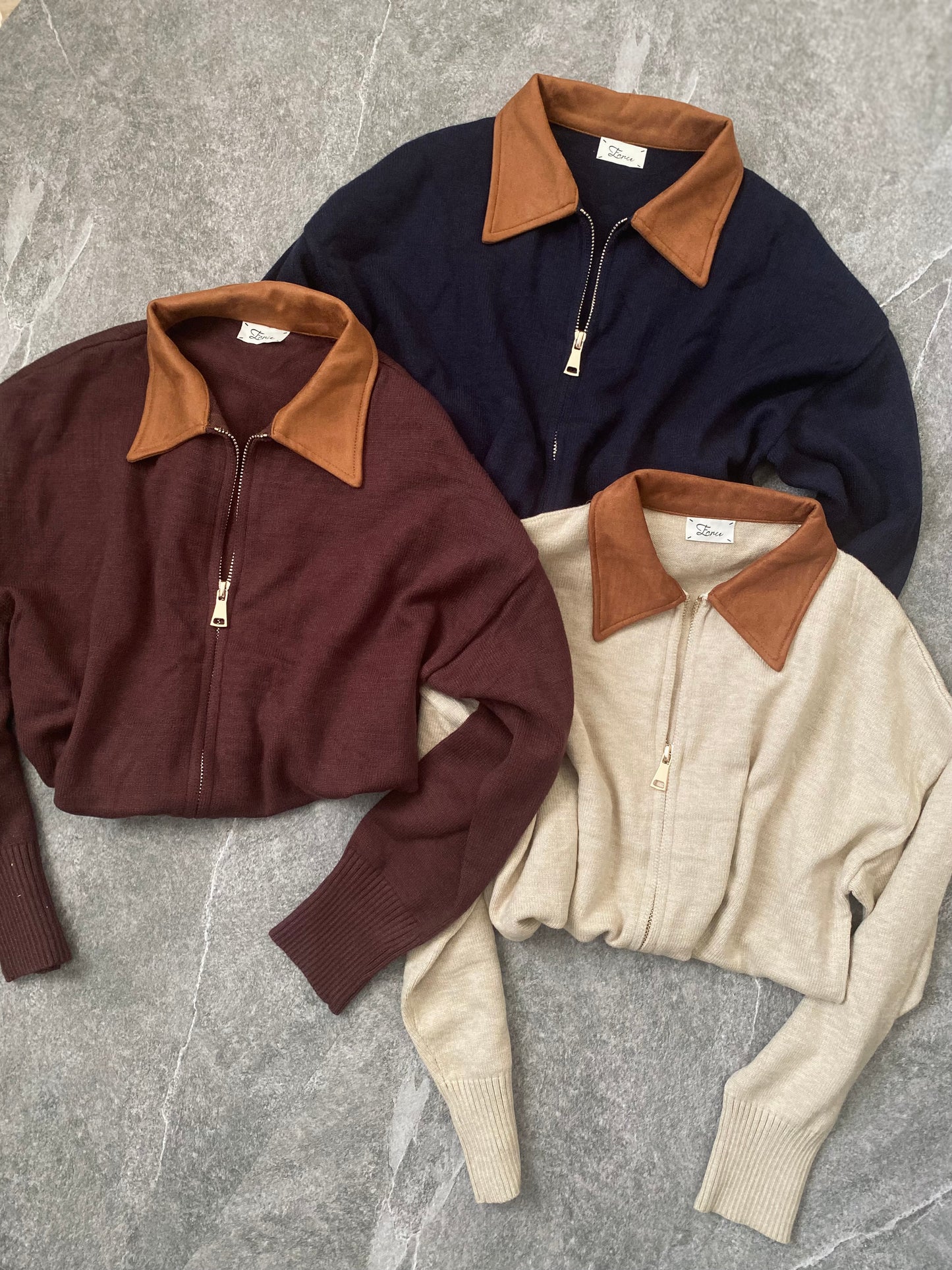 Cardigan colletto suede
