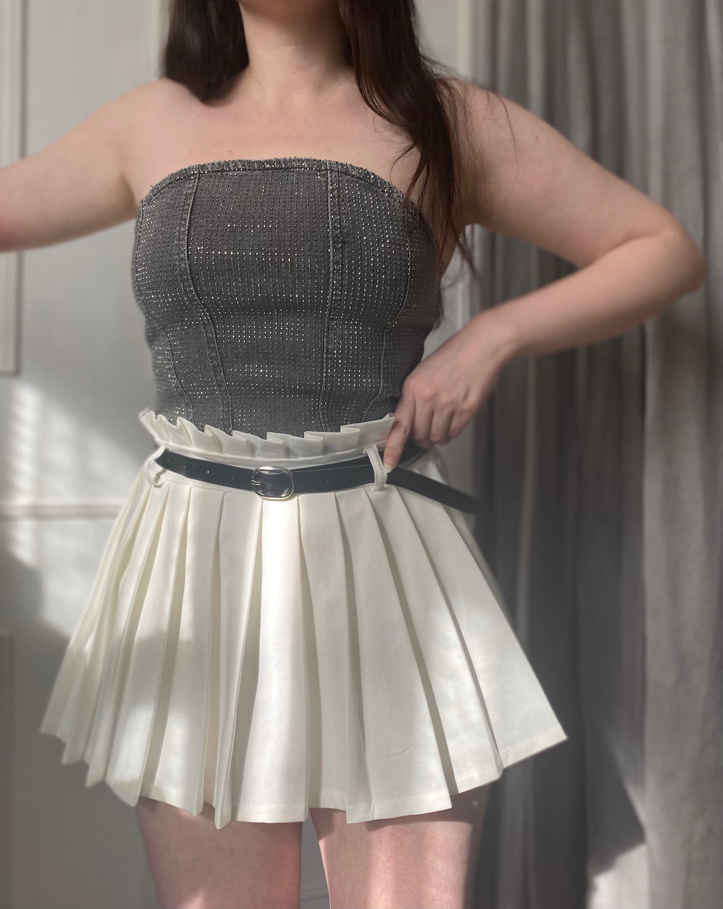Skort plissè con cinturina