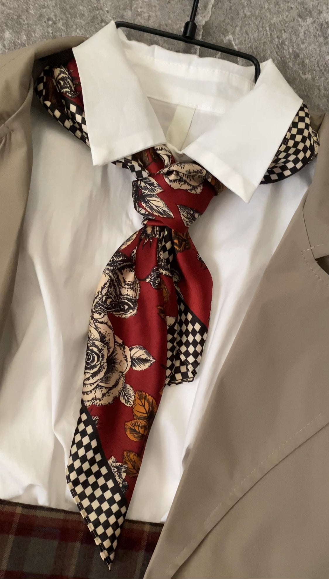 Foulard stampato quadretti/fiori
