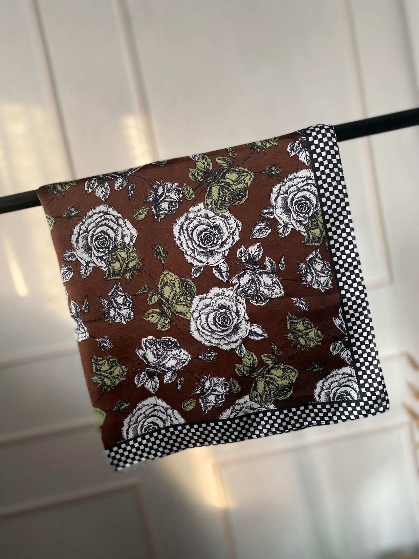 Foulard stampato quadretti/fiori