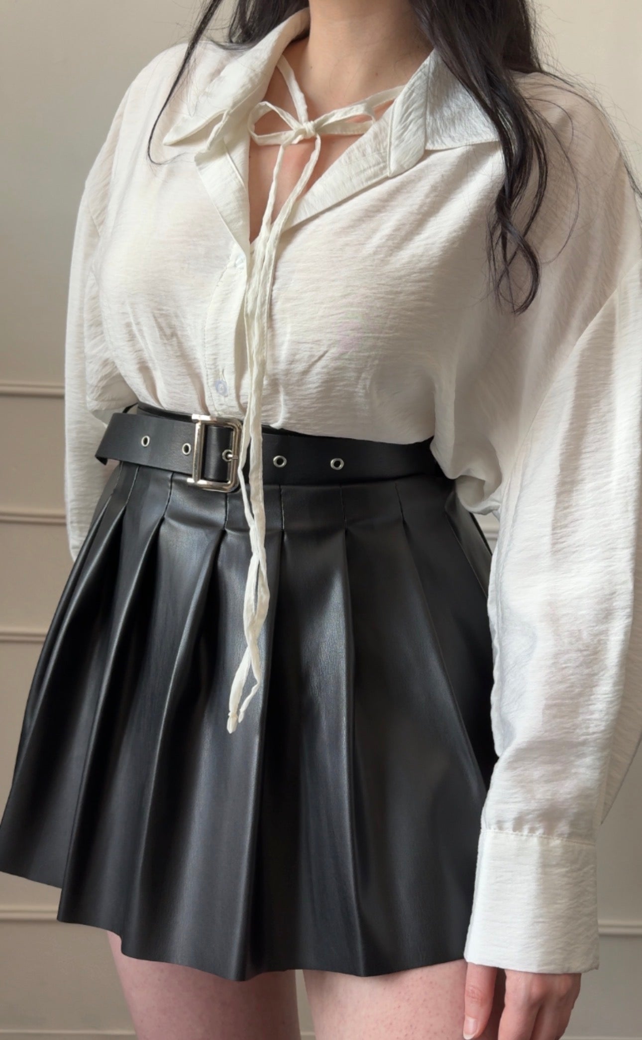 Camicia fiocchetto effetto crêpe