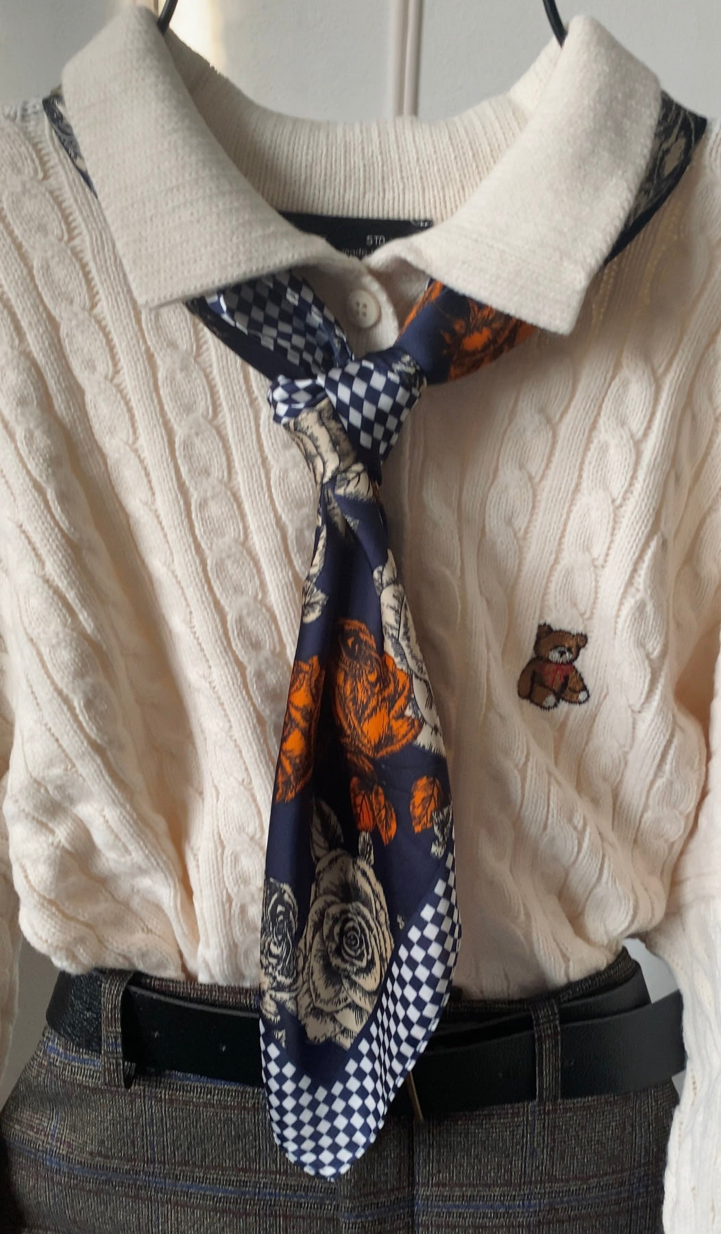 Foulard stampato quadretti/fiori