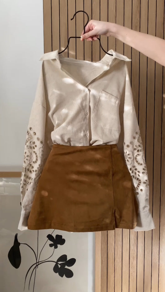 Camicia maniche ricamate