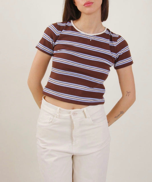 T-shirt crop a righe