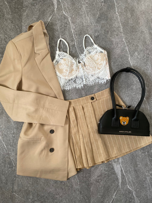 Gonna a pieghe gessata