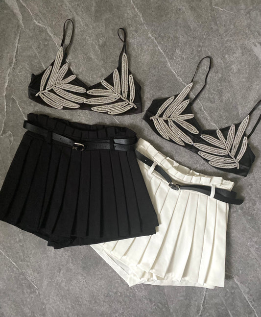 Skort plissè con cinturina