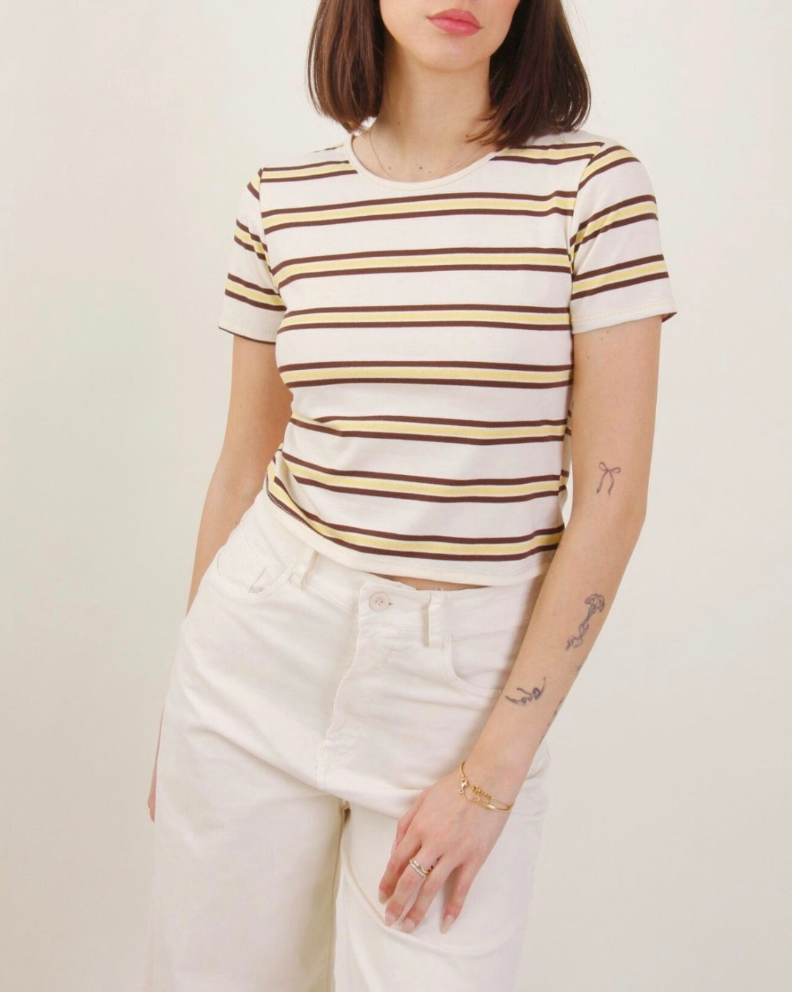 T-shirt crop a righe