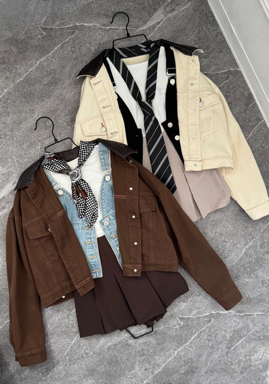 Giacca con colletto finta pelle